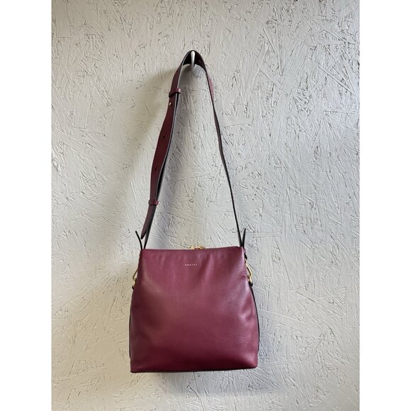RADLEY Dukes Place pebbled leather middle compartment crossbody bag - BURGUNDY - Picture 14 of 15